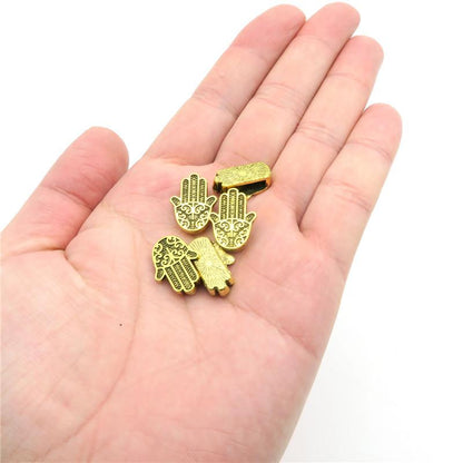 10 Pcs for 10mm flat leather,Antique Gold Fatima Hand jewelry supplies jewelry finding D-1-10-59