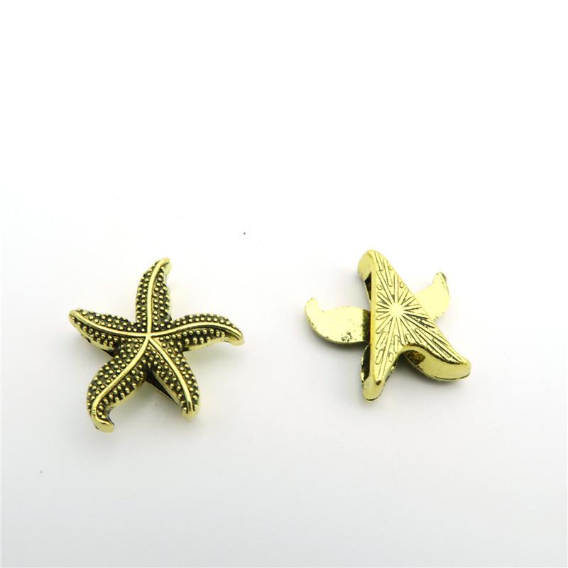 10 Pcs for 10mm flat leather,Antique Gold Sea star jewelry supplies jewelry finding D-1-10-63