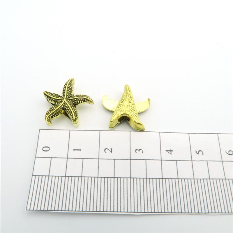 10 pièces pour cuir plat de 10mm, fournitures de bijoux en forme d'étoile de mer en or Antique, recherche de bijoux D-1-10-63
