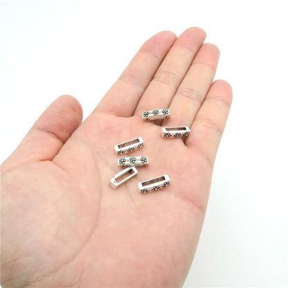 20 Pcs for 10mm flat leather,Antique Silver Flower Slider jewelry supplies jewelry finding D-1-10-69