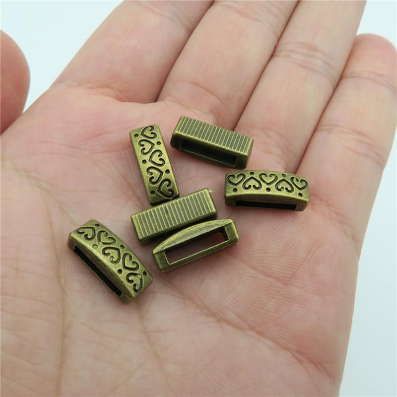 20 Pcs for 10mm flat leather,Antique Brass hearts triangle Slider jewelry supplies jewelry finding D-1-10-82