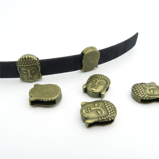 10 pièces pour cuir plat de 10mm, fournitures de bijoux Buda en laiton Antique, recherche de bijoux D-1-10-66