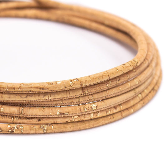 DIY Natural & Golden 5mm round Cork Cord | THE CORK COLLECTION