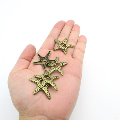 10 pièces pour cuir plat de 5mm, fournitures de bijoux en forme d'étoile de mer en Bronze Antique, recherche de bijoux D-1-5-7