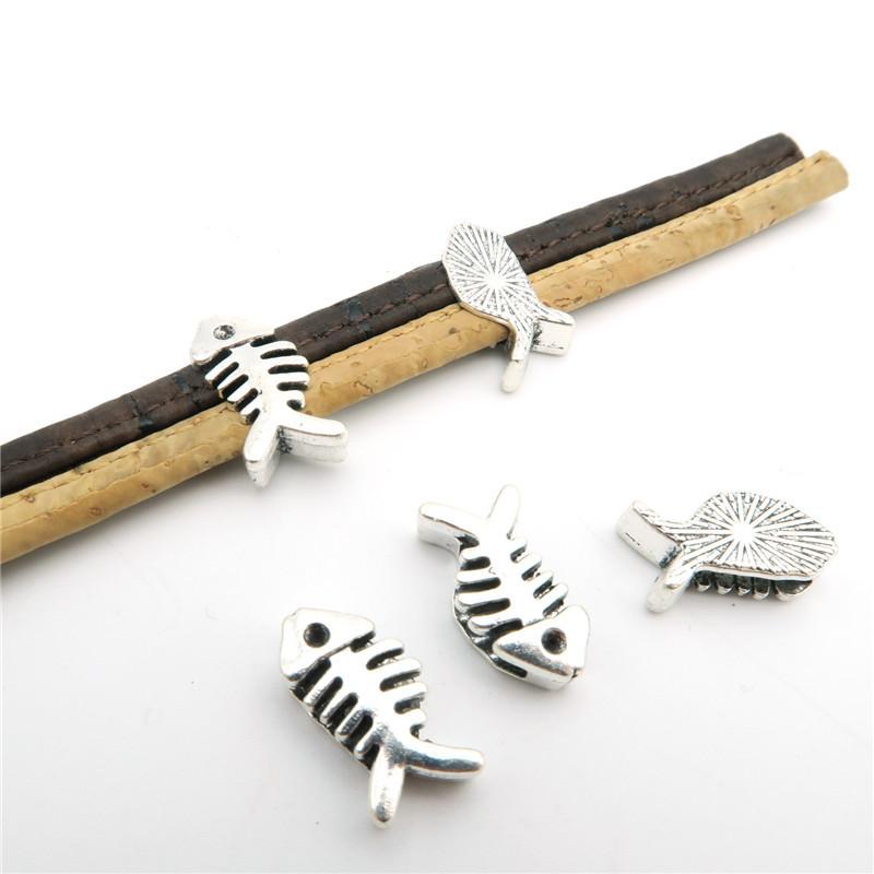 10 Pcs for 10mm flat leather,Antique Silver Fish beads jewelry supplies jewelry finding D-1-10-87