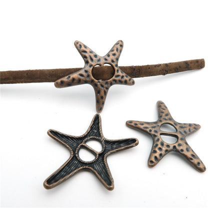 10 pièces pour cuir plat de 5mm, fournitures de bijoux en forme d'étoile de mer en Bronze foncé Antique, recherche de bijoux D-1-5-8