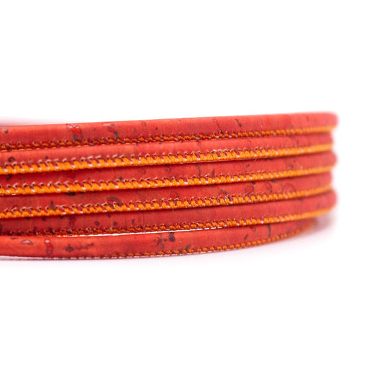 10 mètres de cordon de liège rond rouge-orange 3 mm COR-573 