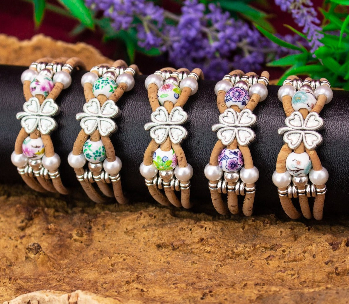 Colorful Natural Cork Handmade Women's Bracelet BR-481-MIX-5