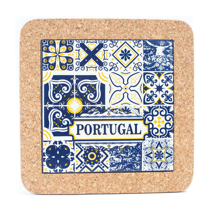 5 unités sous-verres en liège avec céramique ethnique portugaise Azulejo L-861-Coaster