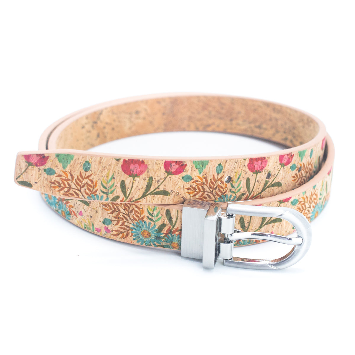 Floral Print Cork Women's Belt w/ Adjustable Buckle | THE CORK COLLECTION