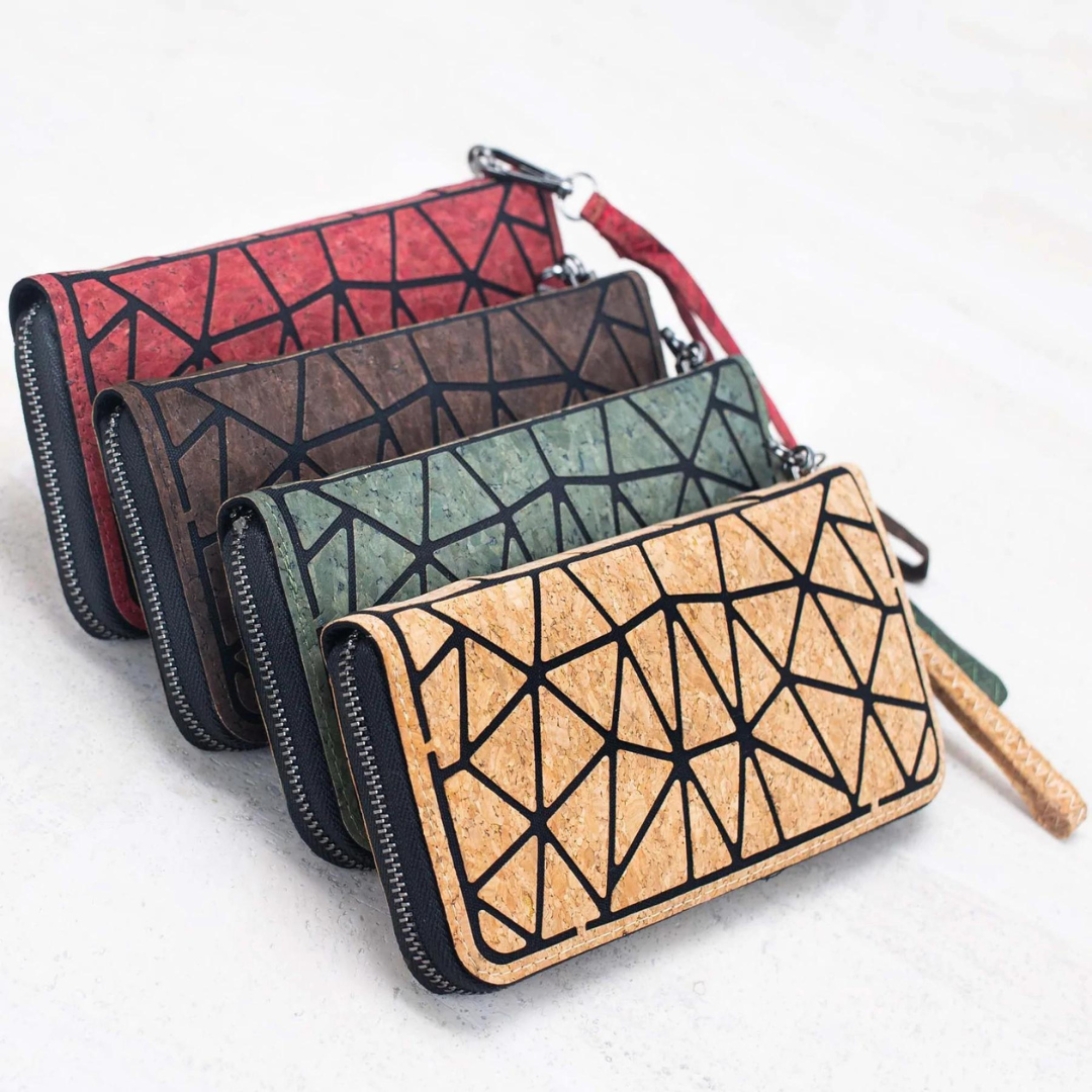 Multiple Colour Geometric Cork Zipper Wallet BAG-2024
