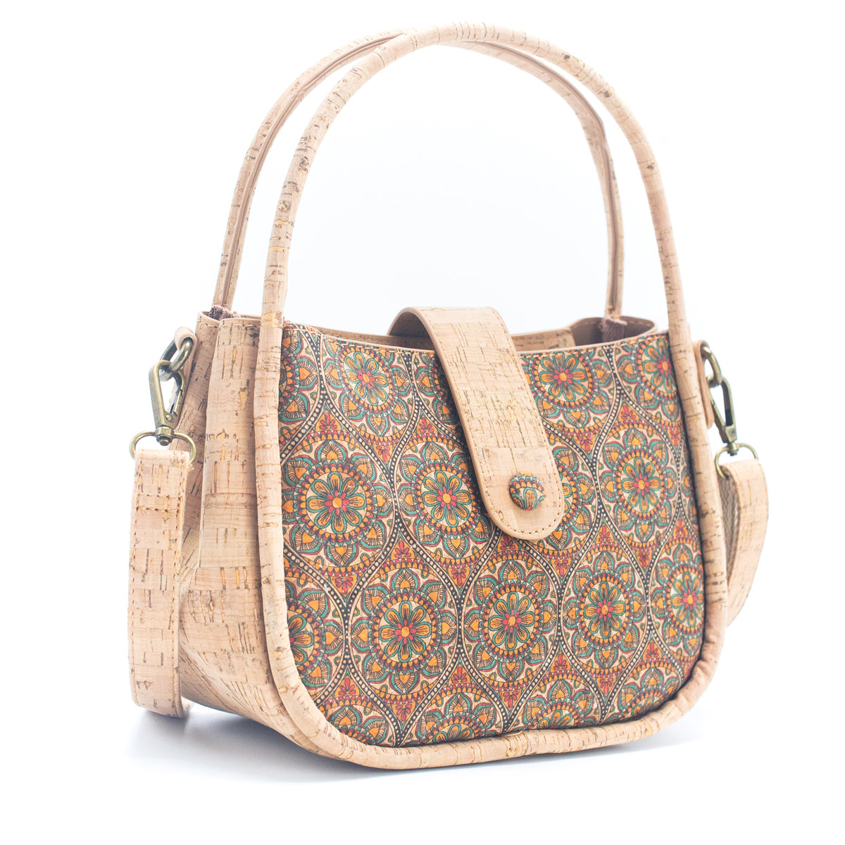 Natural Cork & Printed Pattern Women's Tote Crossbody Bag | THE CORK COLLECTION