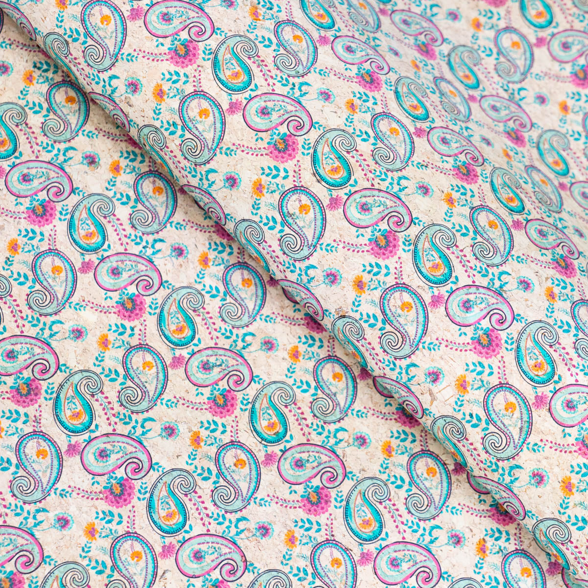 Ornate Paisley Pattern Cork Fabric COF-501