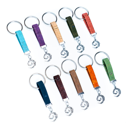 Cordon et pendentif en liège plat de couleur naturelle, 10MM, porte-clés en liège fait à la main, I-04-C-MIX-10