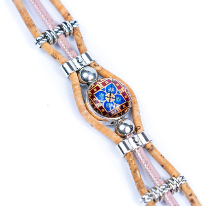 Bracelets pour femmes faits à la main en liège naturel BR-096-MIX-5