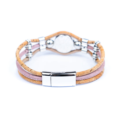 Bracelets pour femmes faits à la main en liège naturel BR-096-MIX-5