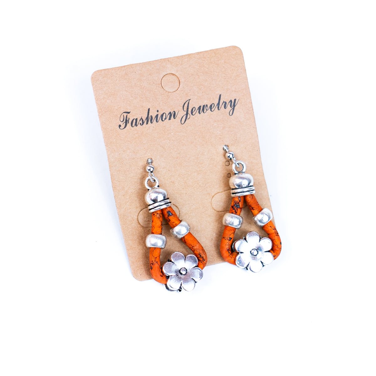 Natural Handmade Colorful Cork w/ Flower Earrings for Women ER-170-MIX-5