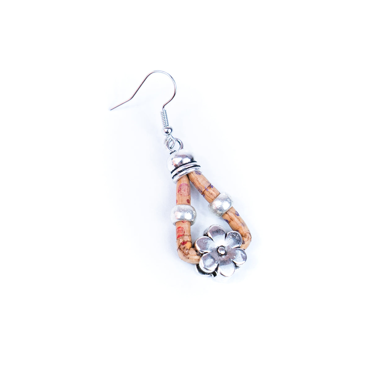 Natural Handmade Colorful Cork w/ Flower Earrings for Women ER-170-MIX-5
