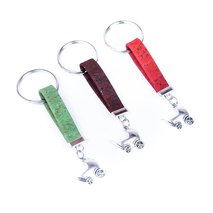 Natural Colorful Cork Cord & Cute Stroller Pendant Handmade Keychain I-088-MIX-10
