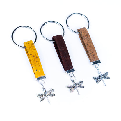 Colorful Cork & Dragonfly Handmade Keychains I-089-MIX-10