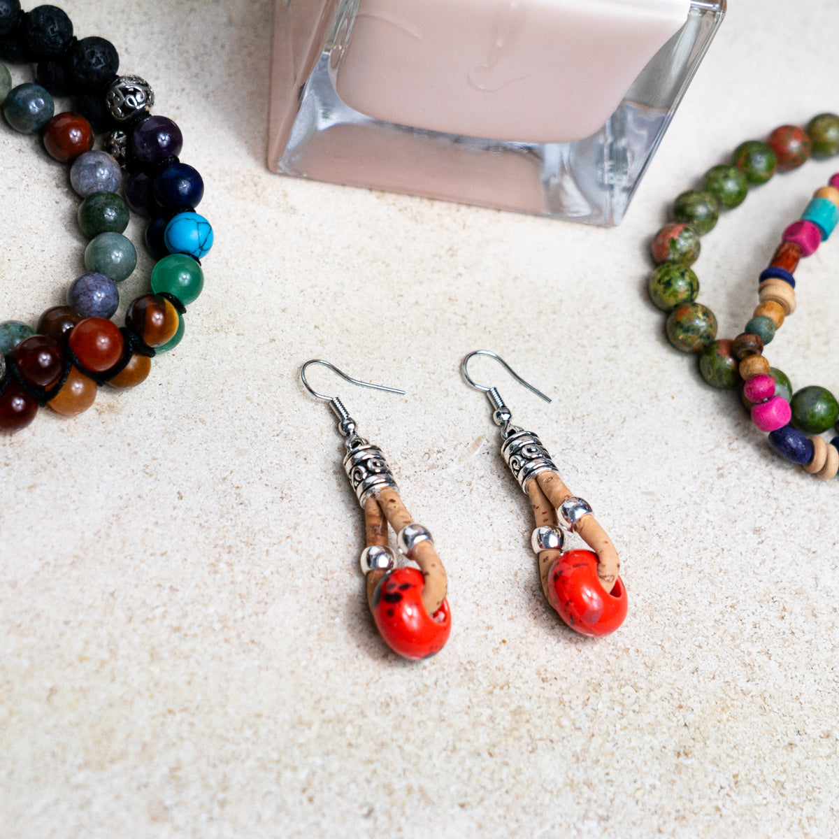 Natural Handmade Colorful Cork Earrings for Women ER-151-MIX-5