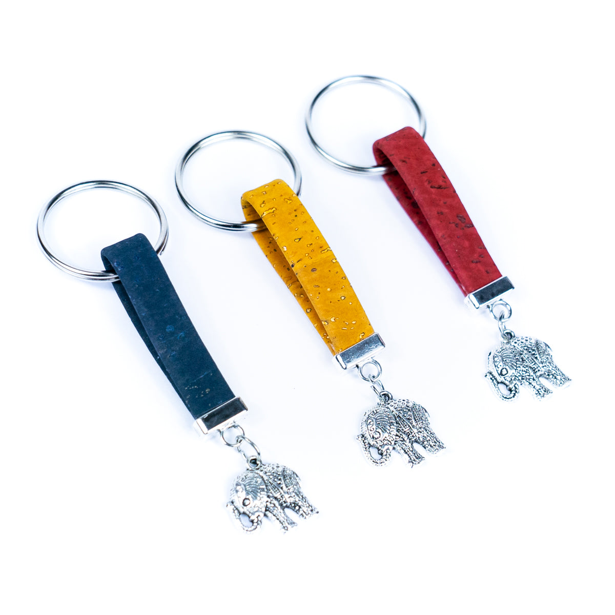 Colorful Cork & Elephant Pendant Handmade Keychains I-091-MIX-10