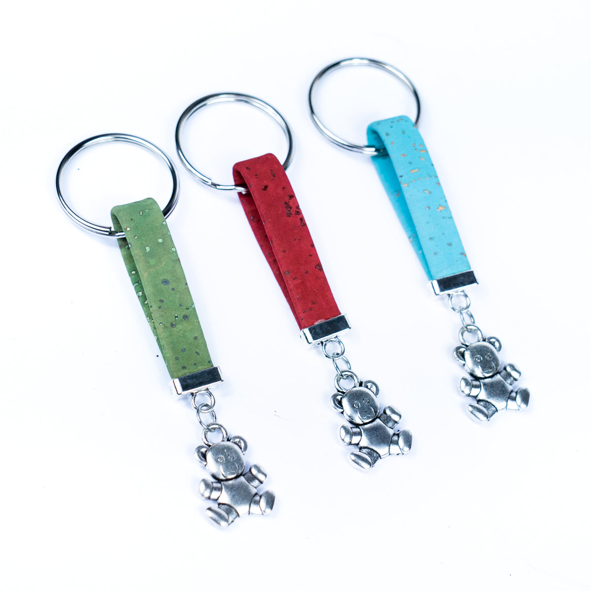 Colorful Cork & Bear Pendant Handmade Keychains I-096-MIX-10