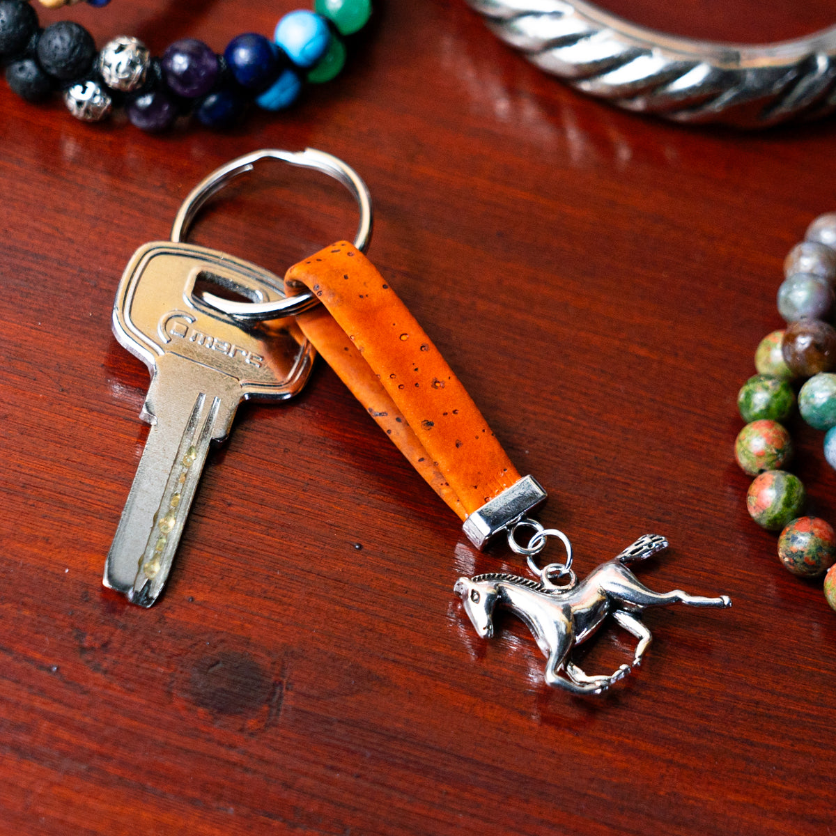 Colorful Cork & Horse Pendant Handmade Keychains I-095-MIX-10