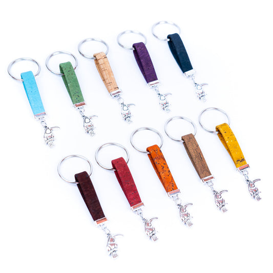 Colorful Cork w/ Bird Pendant Handmade Keychains I-099-MIX-10