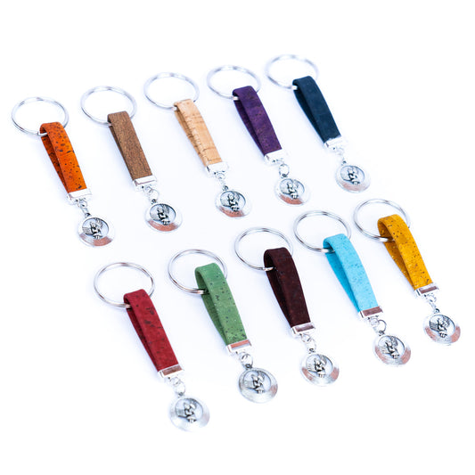 Colorful Cork w/ Angel Pendant Handmade Keychains  I-102-MIX-10