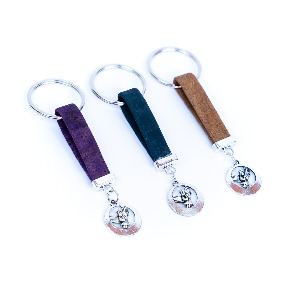 Colorful Cork w/ Angel Pendant Handmade Keychains  I-102-MIX-10