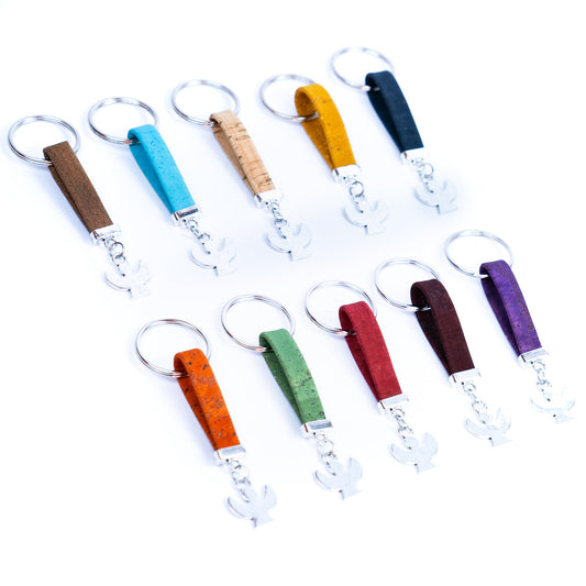 Colorful Cork w/ Angel Pendant Handmade Keychains I-103-MIX-10