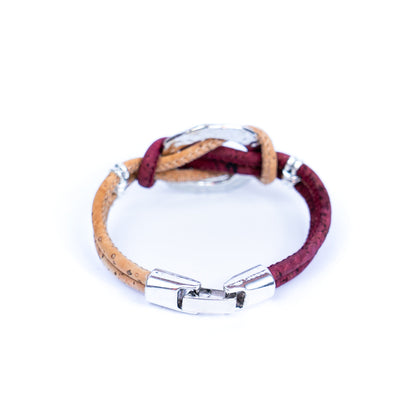 3MM Round Colorful Cork Cord w/ Ring Accessories Handmade Women's Bracelet  DBR-006-MIX-5