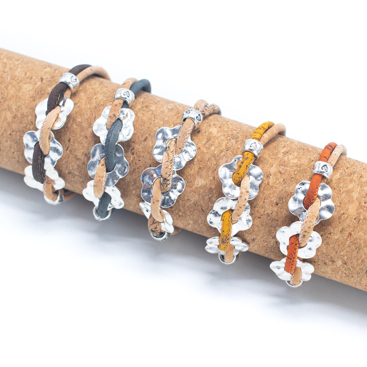 Natural Cork Wire & Flower Accessories Handmade Bracelet BR-006-MIX-5