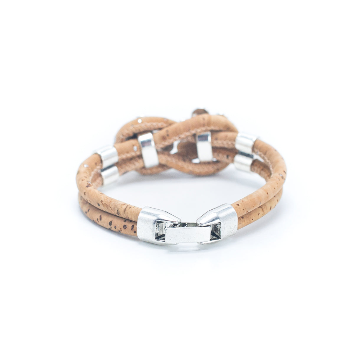 Bracelet de perles en liège naturel fait à la main avec accessoires de fleurs BR-226-MIX-5 