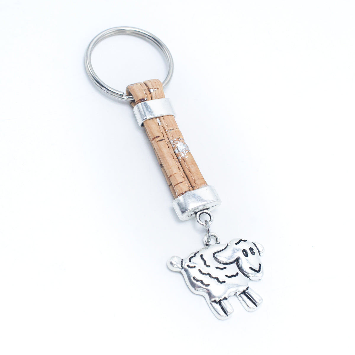 Pendentif mouton Style simple fait à la main Porte-clés en liège I-008-MIX-10
