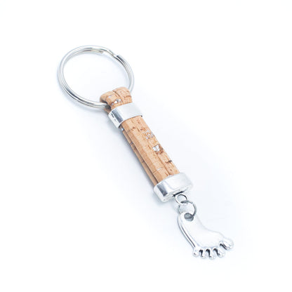 Pendentif petits pieds Style simple porte-clés en liège fait à la main I-007-MIX-10