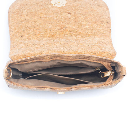 White Daisy Cork Crossbody Bag w/ Wide Woven Strap | THE CORK COLLECTION
