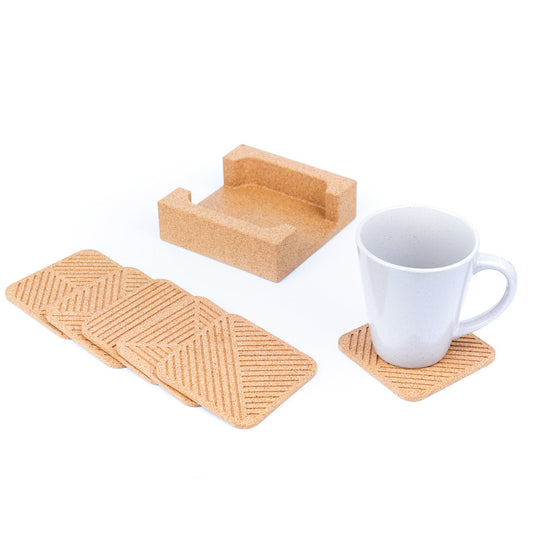 Natural Cork Coaster Set with Storage Tray | THE CORK COLLECTION