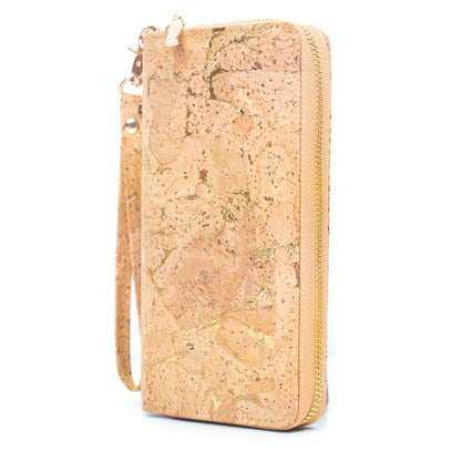Natural Cork w/ Golden Accents Wrist Strap Long Wallet | THE CORK COLLECTION