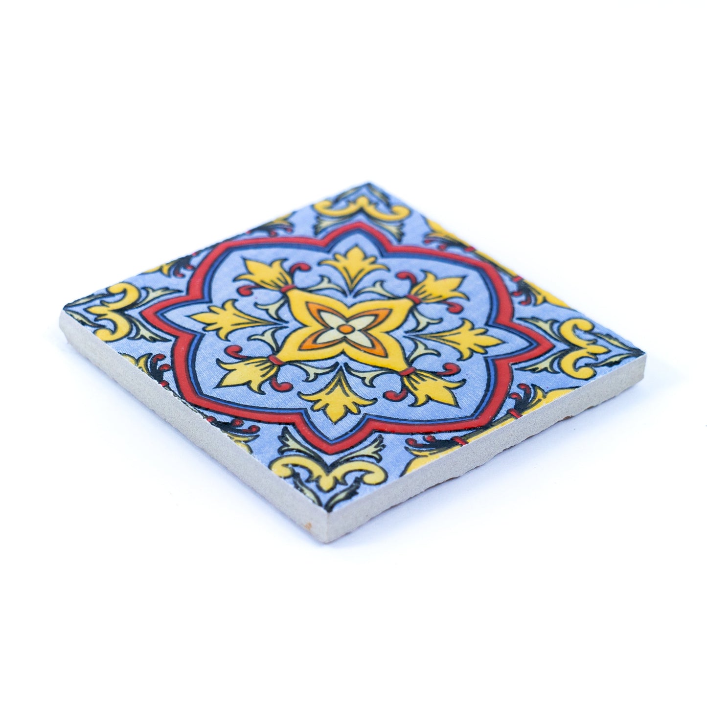 Set of 6 Elegant Portuguese Tile Ceramic & Cork Coasters L-038