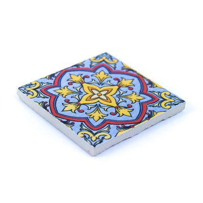 Set of 6 Elegant Portuguese Tile Ceramic & Cork Coasters L-038