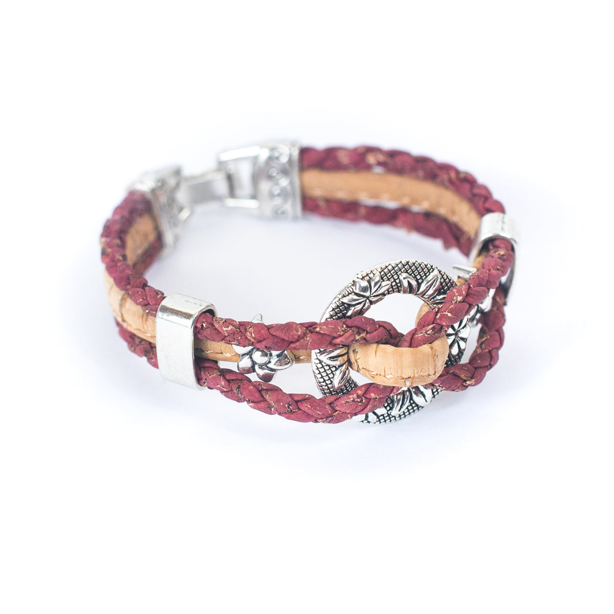 Liège naturel avec accessoires Bracelet pour femmes fait à la main BR-007-5