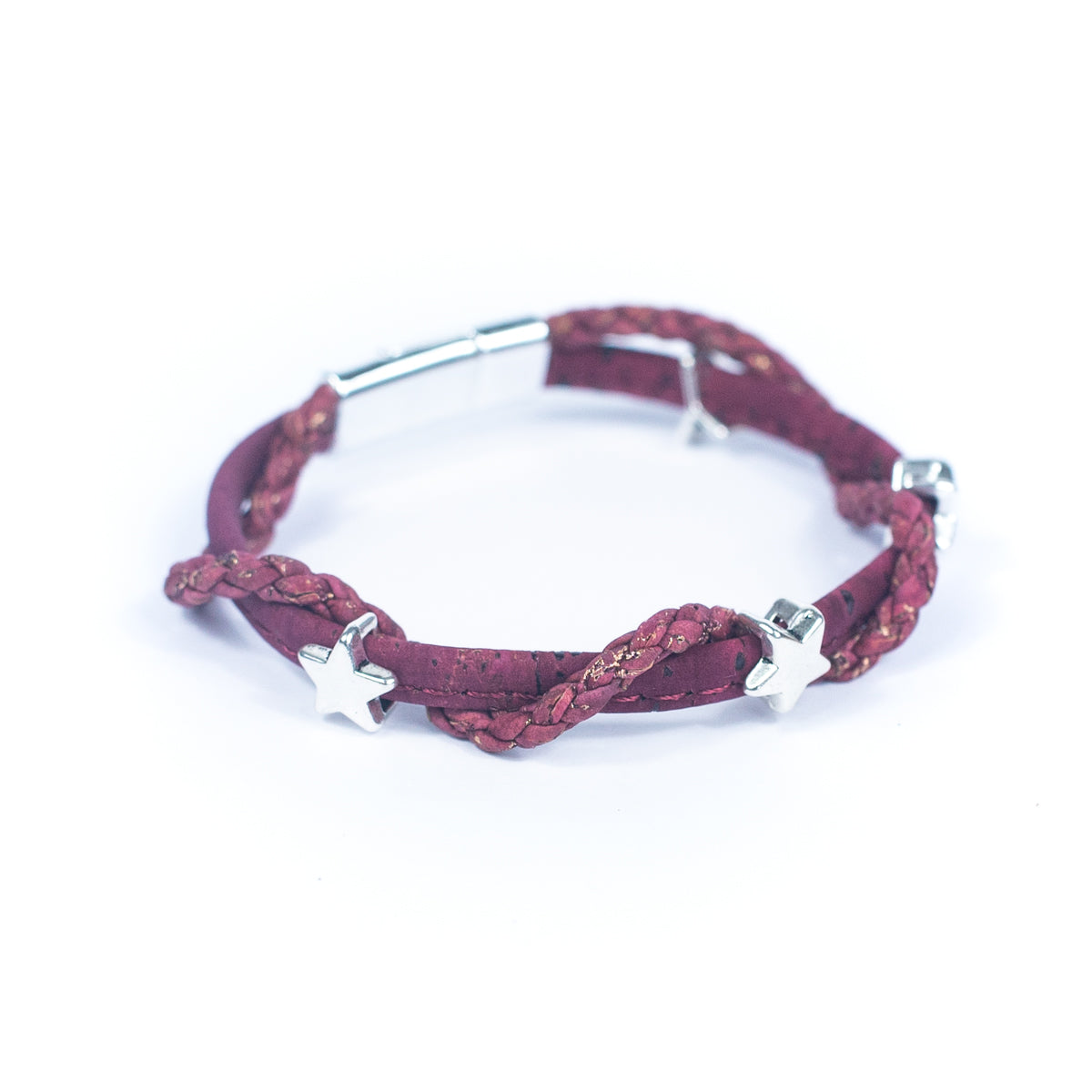 Liège de couleur rouge avec accessoires Bracelet en liège pour femmes fait à la main BR-189-MIX-5
