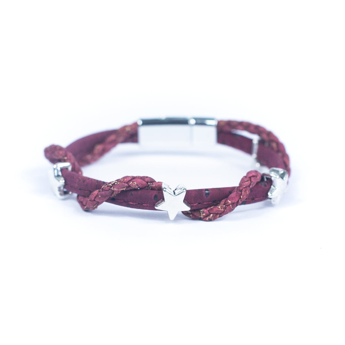 Liège de couleur rouge avec accessoires Bracelet en liège pour femmes fait à la main BR-189-MIX-5