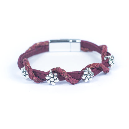 Red Color Cork w/ Accessories Handmade Women's Cork Bracelet BR-189-MIX-5