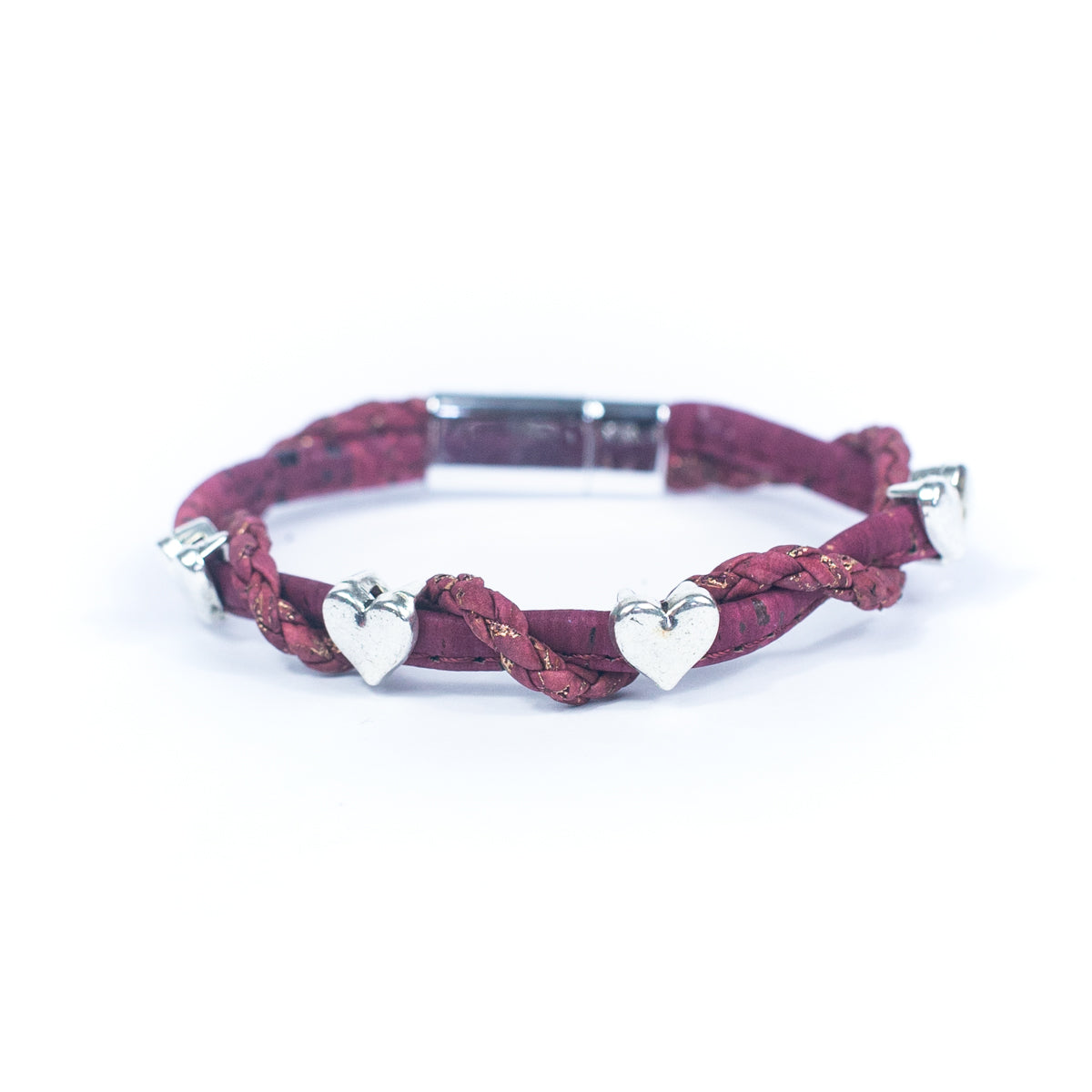 Red Color Cork w/ Accessories Handmade Women's Cork Bracelet BR-189-MIX-5