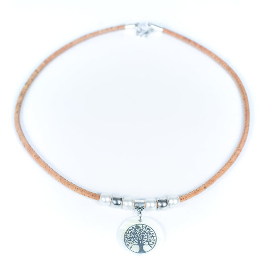 Shell tree  Pendant- handmade women's cork necklace NE-1038-5