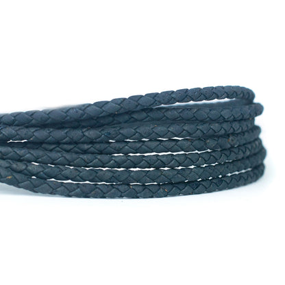 10 meters of 5mm Black/Blue Braided Cork Jewelry Crafting Cord COR-327