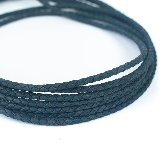10 meters of 5mm Black/Blue Braided Cork Jewelry Crafting Cord COR-327